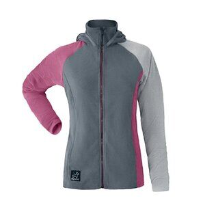 Skygoat Women's XL CAMP Jacket Microgrid Fleece Hooded NWT Hibsicus Grey